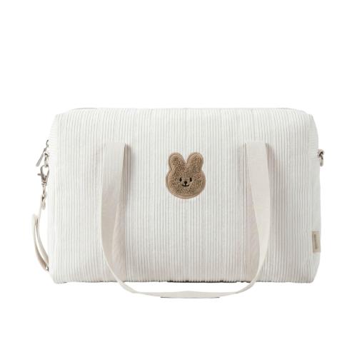 Sac à langer poussette matelassé lapin brodé blanc - Maison Lunö