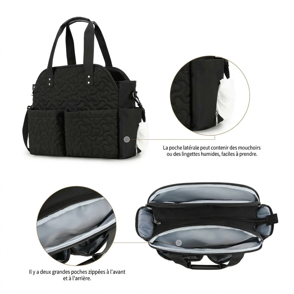 Sac à langer bandoulière multifonction — Imperméable poussette biberon – Maison Lunö (photo 4)