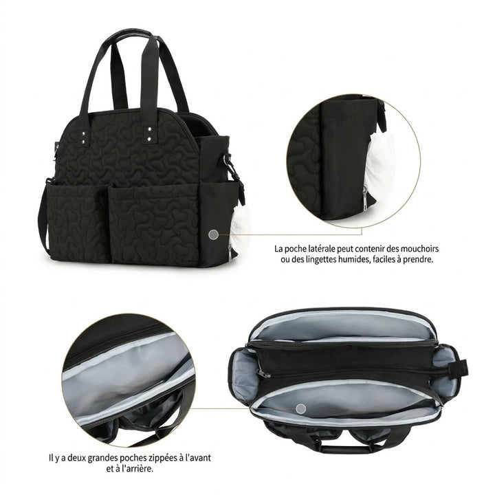 Sac à langer bandoulière multifonction — Imperméable poussette biberon – Maison Lunö (photo 4)