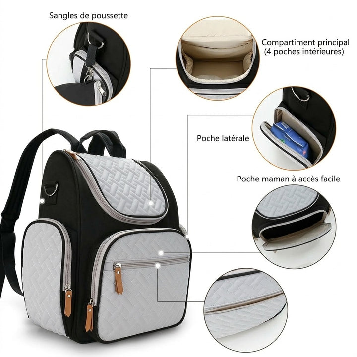 Sac à dos à langer femme enceinte — Léger tendance grande capacité – Maison Lunö (photo 4)