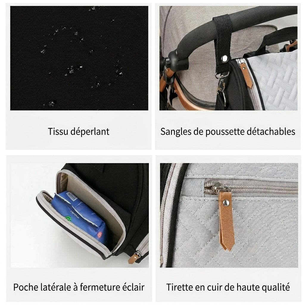 Sac à dos à langer femme enceinte — Léger tendance grande capacité – Maison Lunö (photo 5)