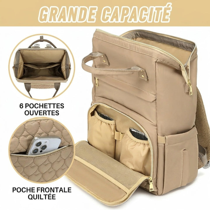 Sac à dos à langer XL — Tapis change intégré attache poussette – Maison Lunö (photo 2)