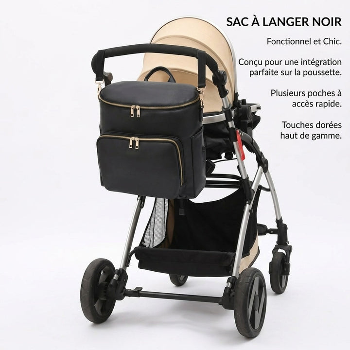 Sac à dos à langer cuir — Femmes attaches poussette poche humide – Maison Lunö (photo 3)