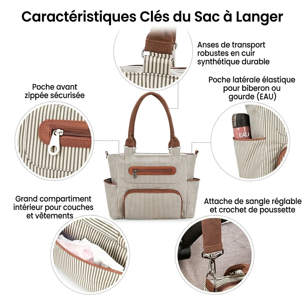 Sac à langer 7 pièces — Ensemble complet maman bébé multifonction cabas – Maison Lunö (photo 4)