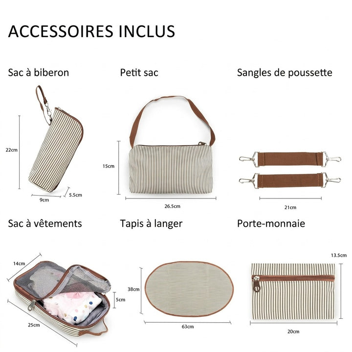 Sac à langer 7 pièces — Ensemble complet maman bébé multifonction cabas – Maison Lunö (photo 5)