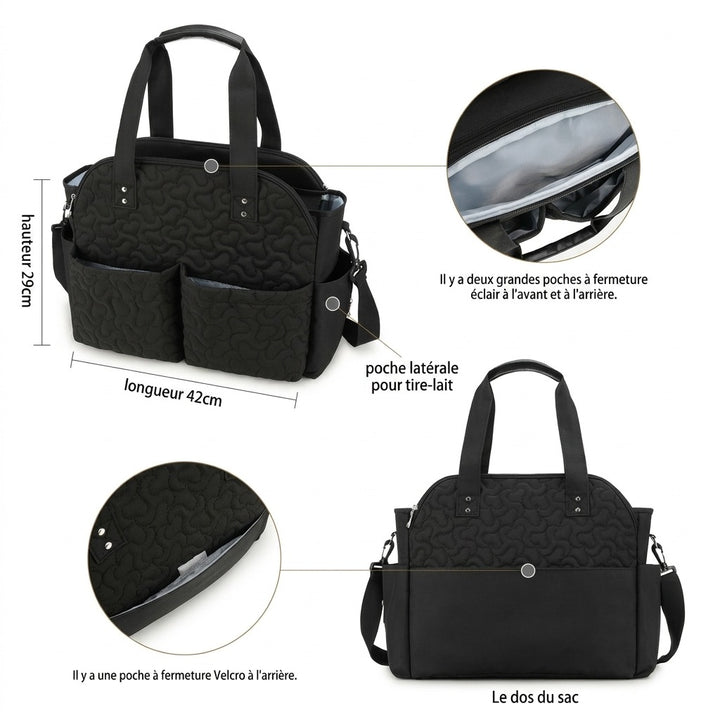 Sac à langer bandoulière multifonction — Imperméable poussette biberon – Maison Lunö (photo 2)