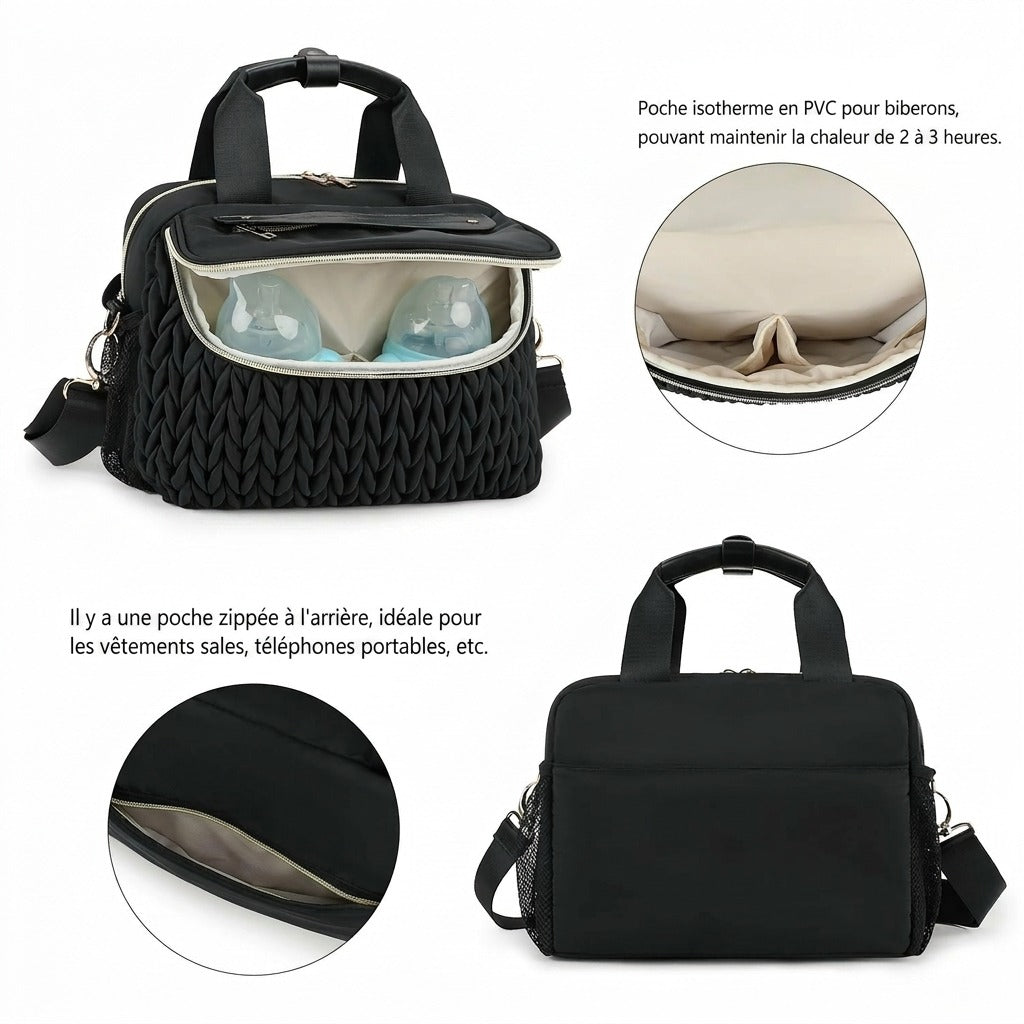 Sac à langer bandoulière matelassé — Maternité portable multifonction – Maison Lunö (photo 7)