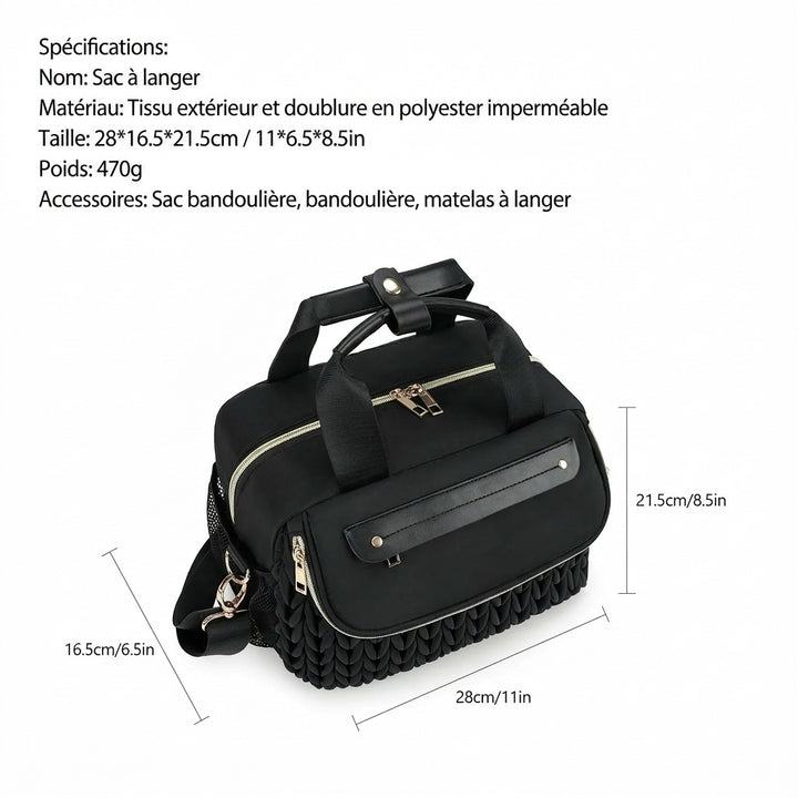 Sac à langer bandoulière matelassé — Maternité portable multifonction – Maison Lunö (photo 8)